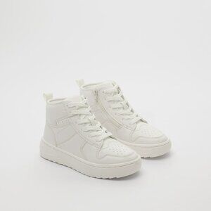 Zara Kids SINGLE COLOR HIGH-TOP SNEAKERS White